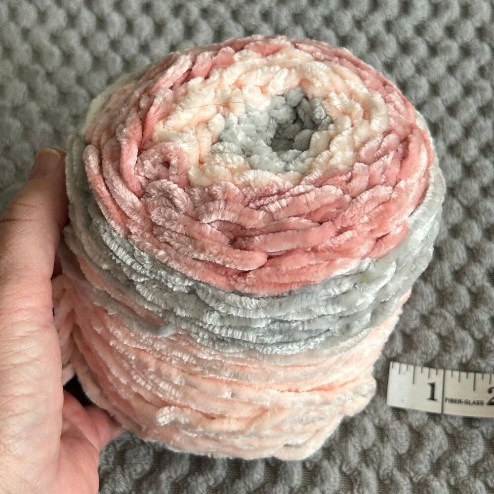 Large Roll Chenille Yarn Pink Mauve Gray